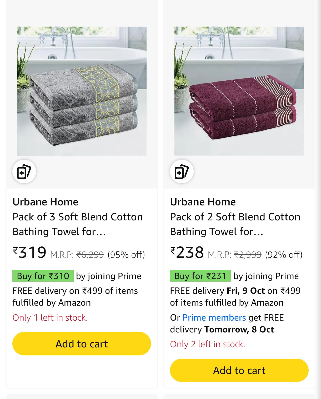 Urbane Home Bathing Towel upto 95% off