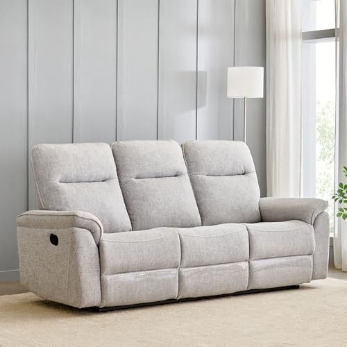 Home Centre | Artise 3-Seater Fabric Recliner | Recliner Sofa for Living Room | Solid Wood | Grey | 1 Year Warranty