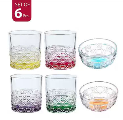 Zepto - Sanjeev kapoor BAKU COLORED PARTY SET | 4 pcs 330 ml + 2 pcs 300 ml
