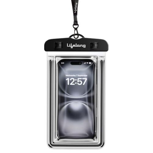 Lifelong Waterproof Mobile Rain Pouch with Plastic Air Lock, Black | IPX8 Waterproof Case for Smartphones & iPhones