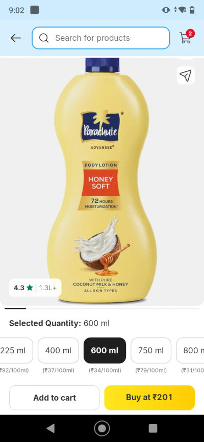 Parachute Honey bodylotion 600ml
