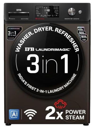 IFB 9/6/3 kg Fully Automatic Washer Dryer Refresher, WiFi & Eco Inverter Motor (WDR Executive ZMN CMS, Mocha)