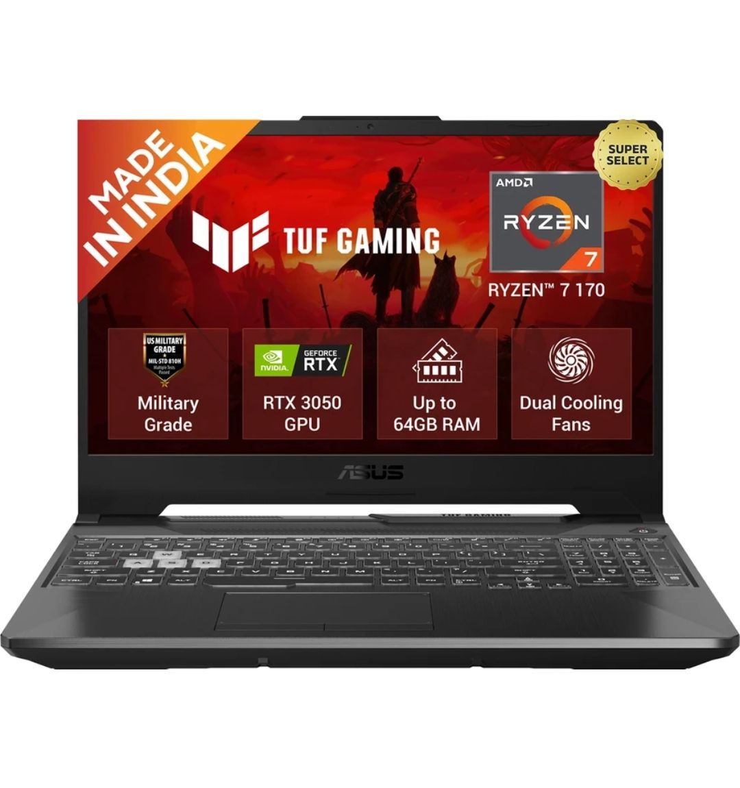 ASUS TUF Gaming A15 (2026) AMD Ryzen 7 170 - (16 GB/512 GB SSD/Windows 11 Home/4 GB Graphics/NVIDIA GeForce RTX 3050/144 Hz) FA506NCQ-IN080W Gaming Laptop on