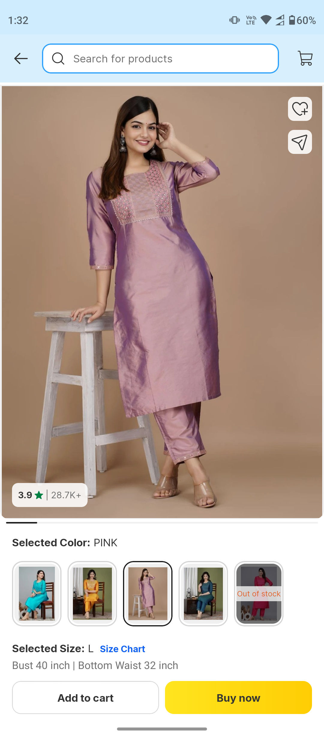Flipkart - Gf Gul Fashion Women Art Silk Kurta Pant Set at ₹283