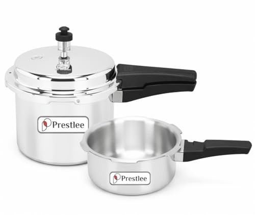 Prestlee 2L & 3L Aluminium Pressure Cooker Combo Outer Lid Non Induction