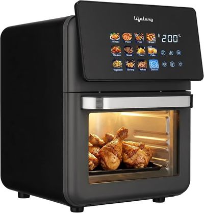 Lifelong Air Fryer Oven 10L | 12 Preset Modes | 1350W Power | Healthy Low Oil Cooking, Rapid Air Technology
