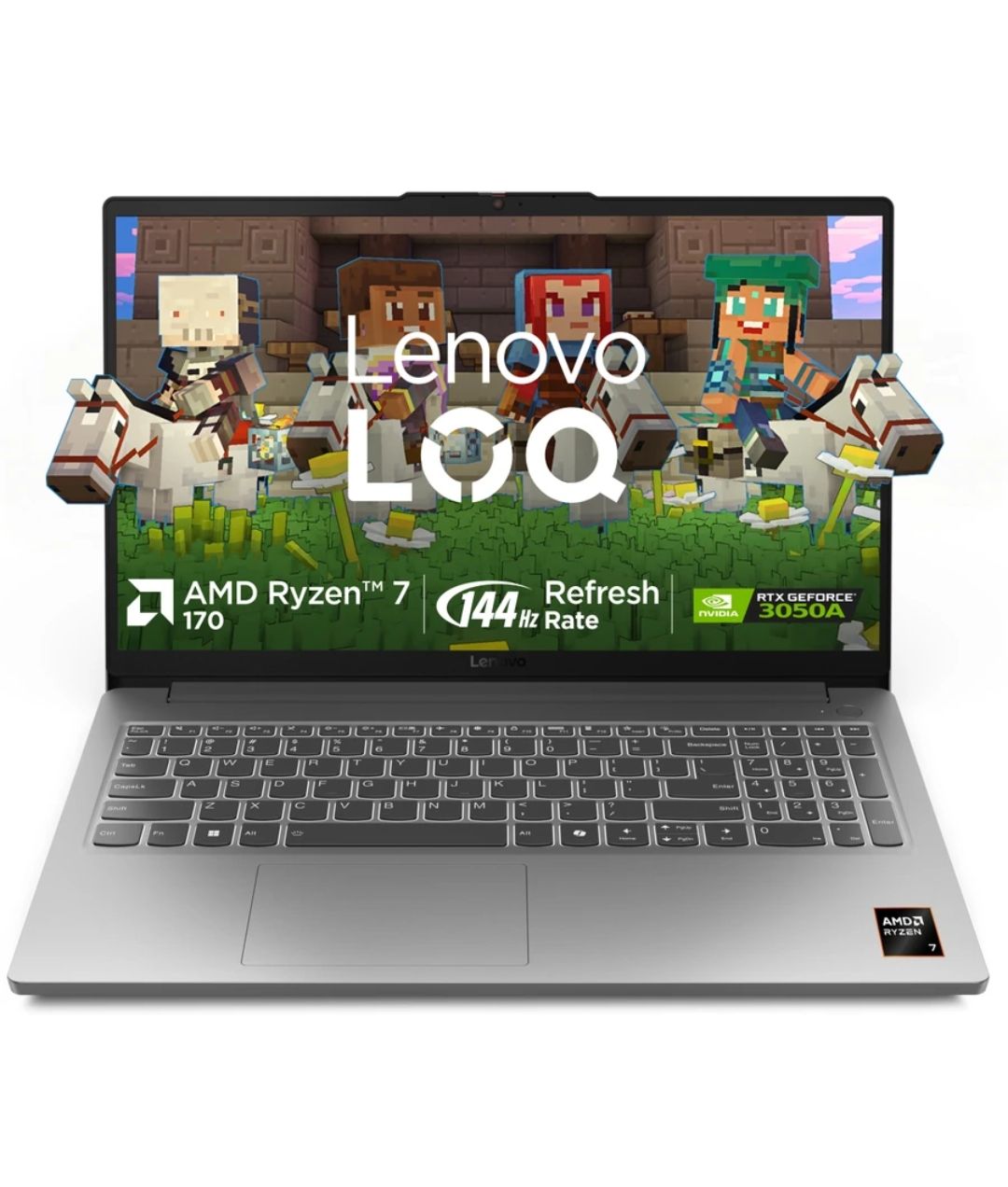 Lenovo LOQ Essential AMD Ryzen 7 Octa Core 170 - (16 GB/512 GB SSD/Windows 11 Home/4 GB Graphics/NVIDIA GeForce RTX 3050A) LOQ 15ARP10E Gaming Laptop (15.6 inch, Luna Grey, 1.8 kg, With MS Office)