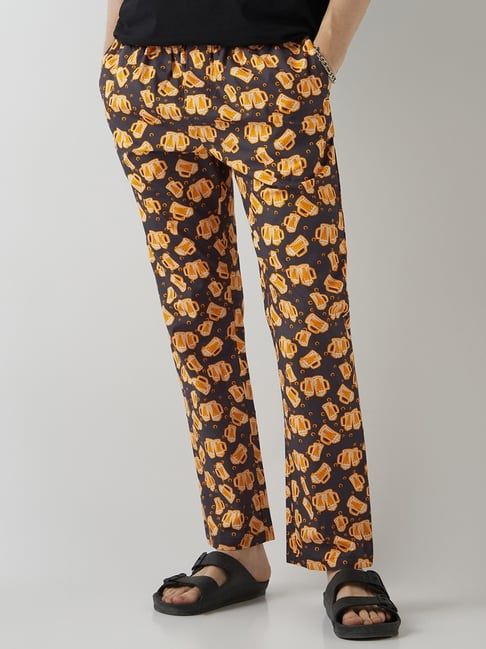 Bewakoof Grey Cotton Regular Fit Printed Lounge Pants