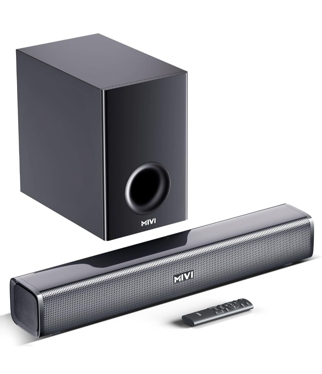 Mivi Fort H120 Soundbar - 120W Home Theatre Sound Bar, 2.1 Channel, 2 in-Built Speakers and 1 External Subwoofer, Multiple EQ & Input Modes,