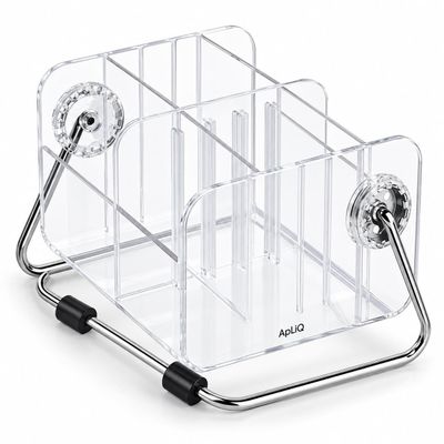 Acrylic Multipurpose Holder Box For Remote Control, Mobile Phone, Key Storage, Stationary, Tv Air-Conditioner Remote Control Home Desk Storage Stand Organizer Caddy 6-Slot, Transparent