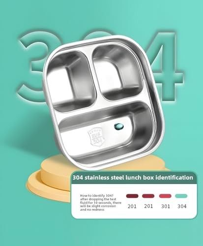 Large Stainless Steel Bento Lunch Box - 1300ml 304 SS Tiffin Food Storage Container with PP Lid, Portable Reusable Meal Box for School, College, Office & Travel - Green (Pack of 1)