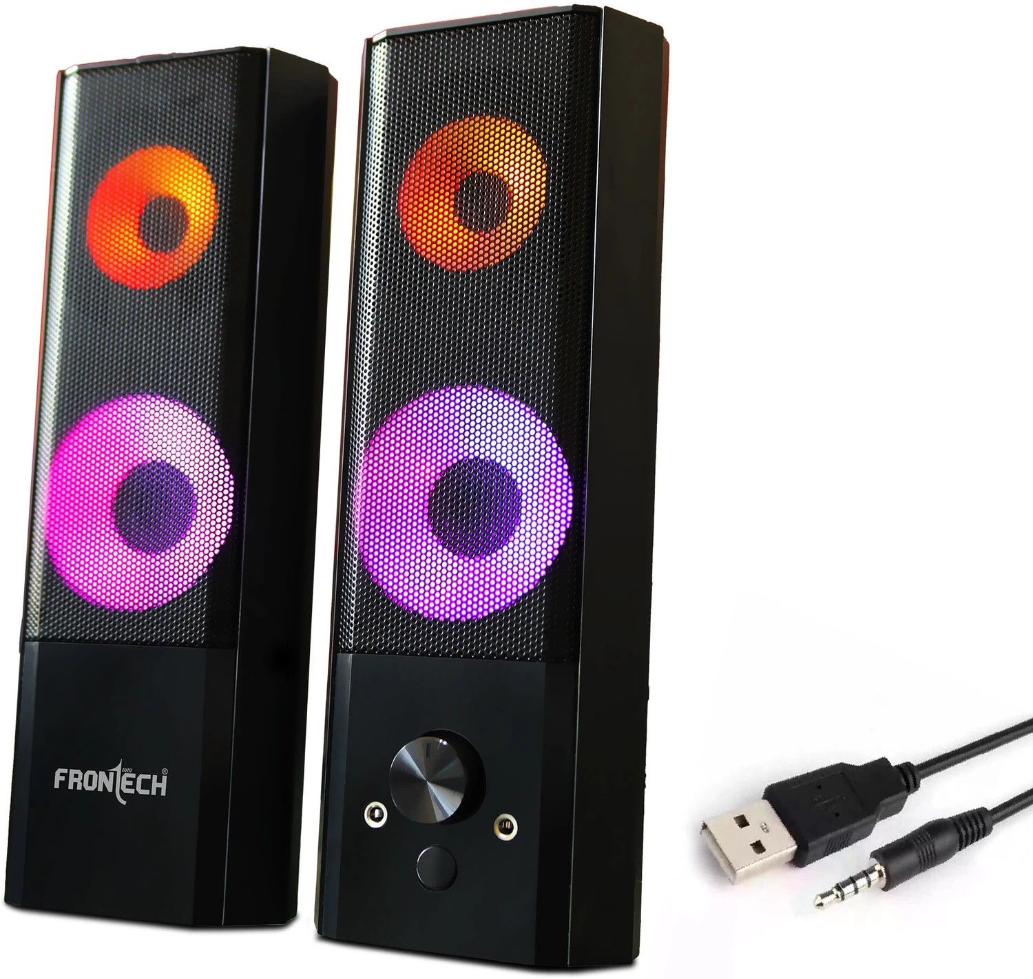 Frontech 2.0 Multimedia Speaker | AUX/USB | RGB Lighting | Detach...more