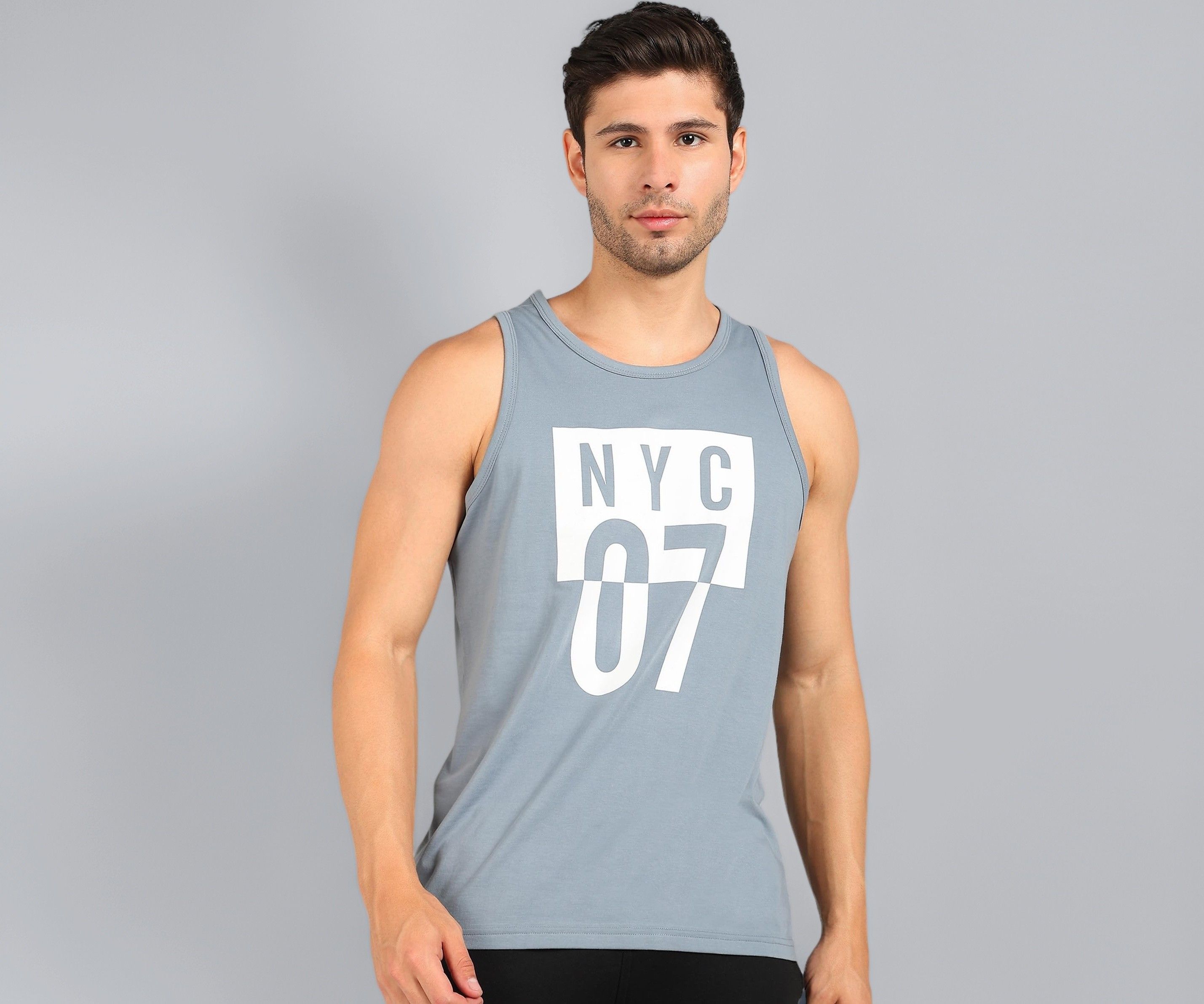 Alan Jones Clothing Men Cotton Printed Sleeveless T-Shirt