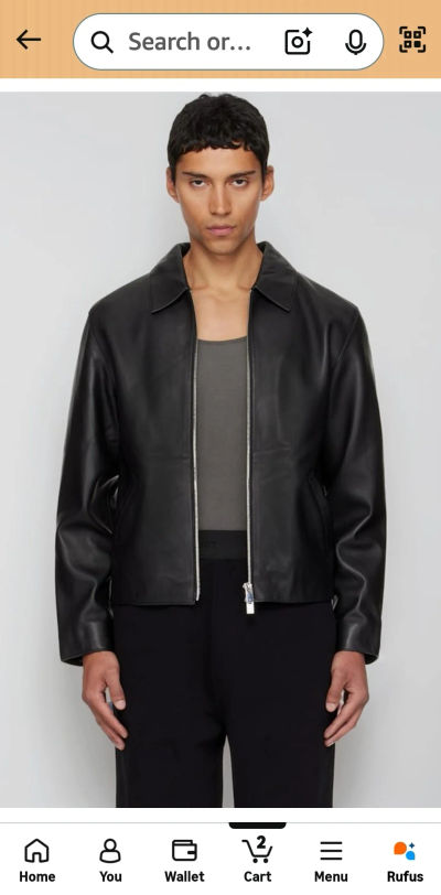 Men's Black Leather Jacket on Amazon @830/- (Lowest Price in 30 Days, -79% off)