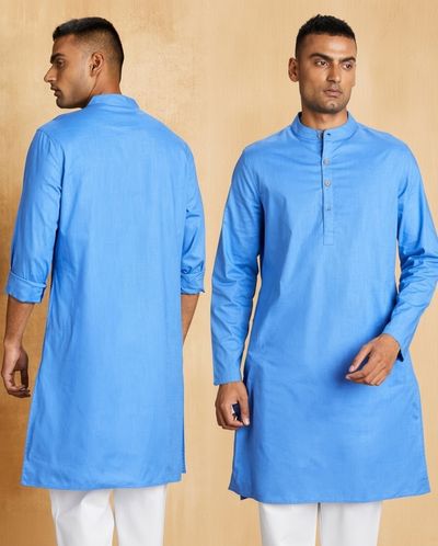 Symbol (Amazon's private label) cotton kurta (straight and comfort fits) for fat men (SYMETHLKUR-1_ Blue_ XX-Large)