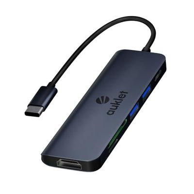 USB C Hub Docking Station, 6-in-1 Aluminium USB C Hub,4K HDMI@30HZ,100 W Power Delivery,SD/TF Card Reader, Compatibile with iOS, Windows and Linux