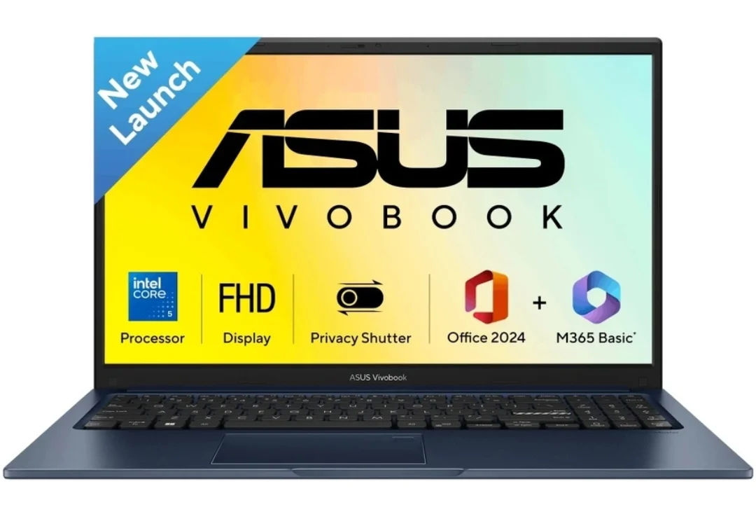 ASUS Vivobook 15 (2026) Intel Core 5 120U (8 GB/512 GB SSD/Windows 11 Home) X1504VAP-IN012WS Thin and Light Laptop (15.6 inch, Quiet Blue, 1.7 kg, With MS Office)
