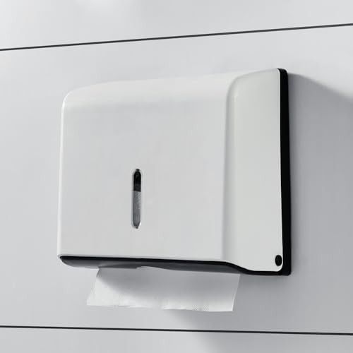 Amazon Basics Wall-Mounted Multifold Paper Towel Dispenser | ABS Plastic | White | 25.3L x 19.5Hx 9.1D cm
