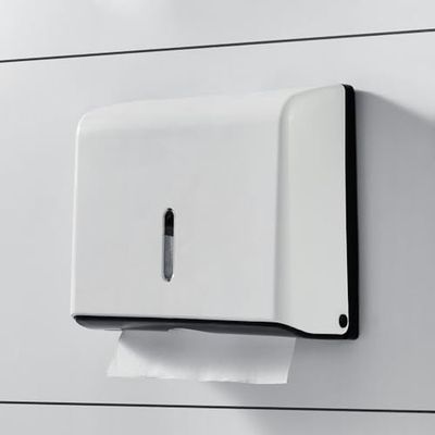 Amazon Basics Wall-Mounted Multifold Paper Towel Dispenser | ABS Plastic | White | 25.3L x 19.5Hx 9.1D cm