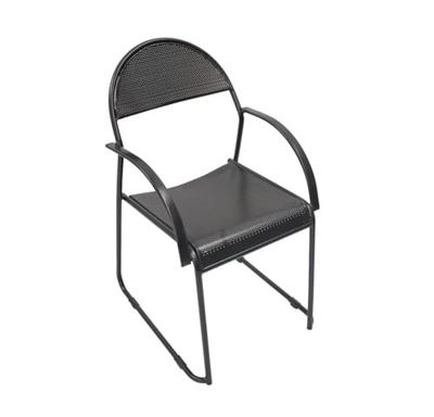 Da URBAN® 1 Seater Metal Chair with Arm Chair (Black)