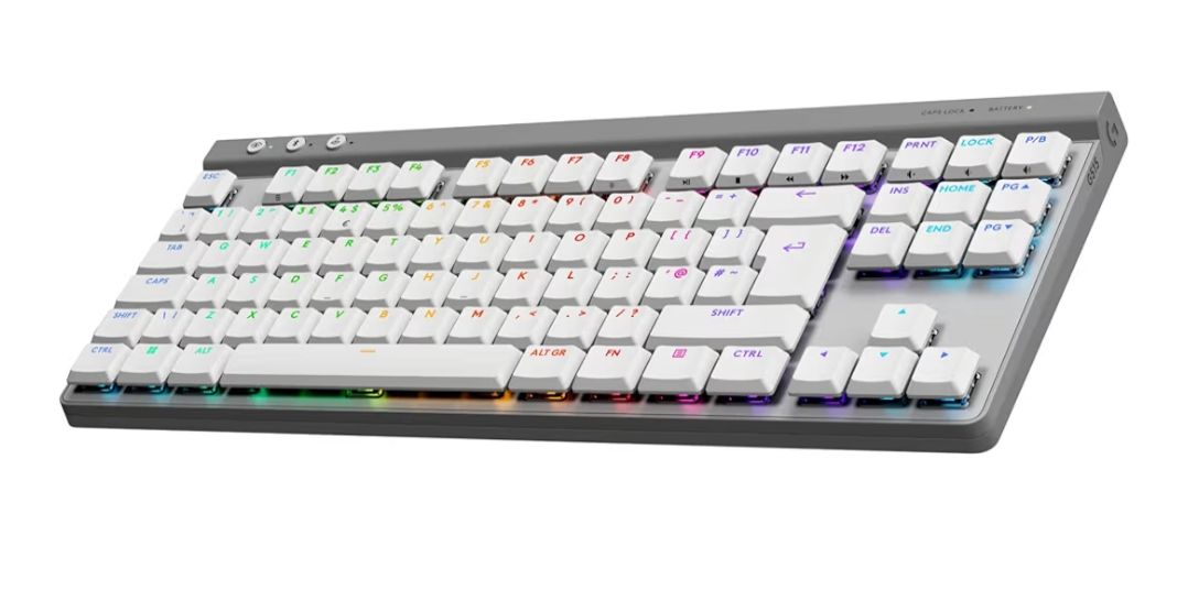 Logitech G515 Lightspeed TKL Low Profile Wireless Gaming Keyboard, LIGHTSYNC RGB, Thin Tenkeyless Design, PBT Keycaps, Tactile (Brown) Mechanical Switches - White
