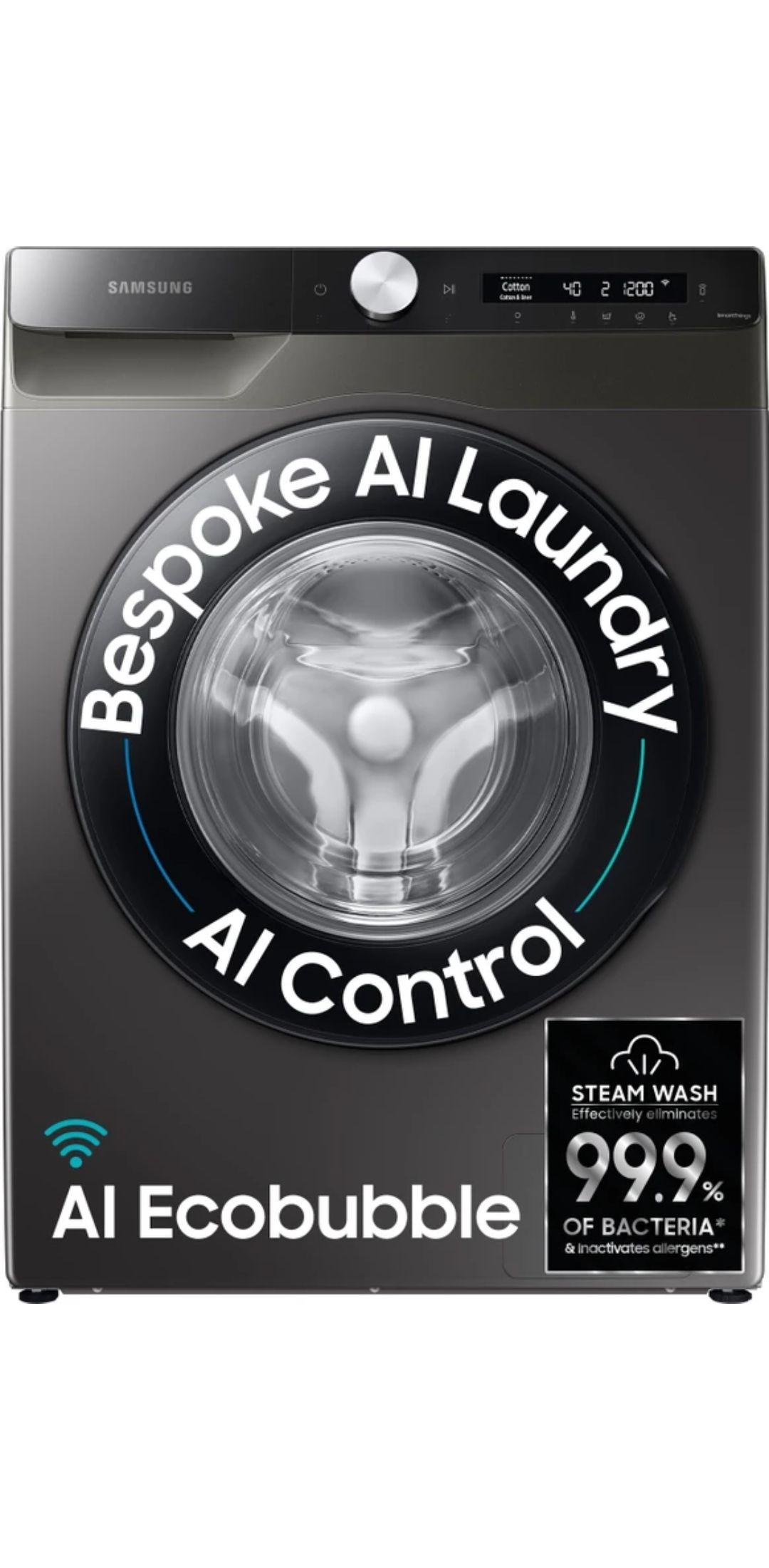 Samsung 8 kg 5 star, Al Control, Al Eco Bubble, Wi-Fi Fully Automatic Front Load with In-built Heater Black, Grey (WW80T504DAX1TL)