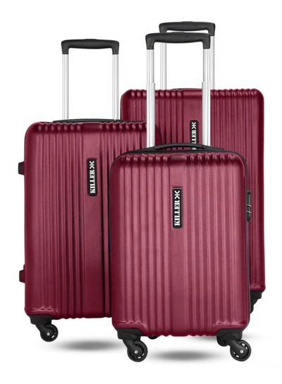 KILLER Hard Body Set of 3 Luggage 4 Wheels - STRING combo Set (28"+24"+20") - Red