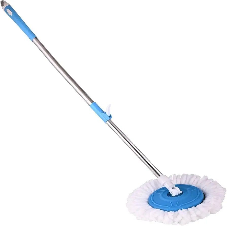 Generic Mop Stick | 360 Degree Spin Mop Stick Rod with 1 Microfiber Refill | (Blue, Pack of 2) :