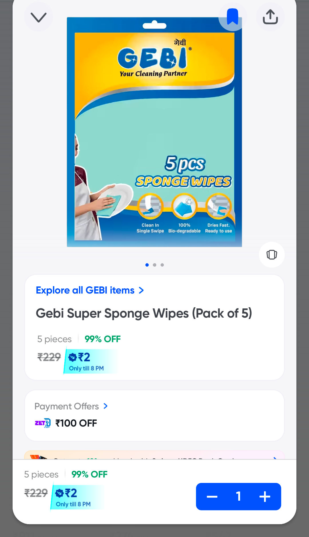 Gebi Super Sponge Wipes (Pack of 5) on Instamart