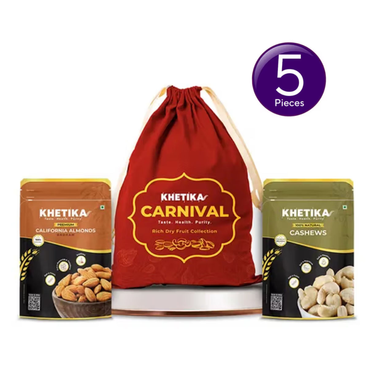 Zepto - Khetika Premium Nuts Dry Fruits Rakhi Gift Potli | Almonds Cashews | Combo