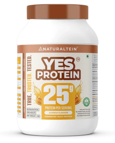 NATURALTEIN Fermented Yeast Protein Powder | Plant-Based Protein (1 kg, Aamras)