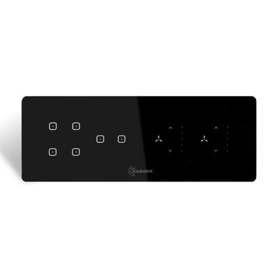 8 Module Custom Plate/Horizontal: (4 Gang x 1 unit) + (2 Gang x 1 unit) + (Fan Regulator x 2 units) | Compatible with Alexa, Google Assist., Siri Shortcuts