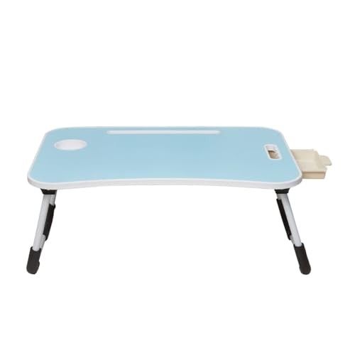Amazon Basics Engineered Wood Foldable Laptop Table with Cup Holder, Tablet Groove and Mini Drawer (60L x 40W x 26H cm, Blue)
