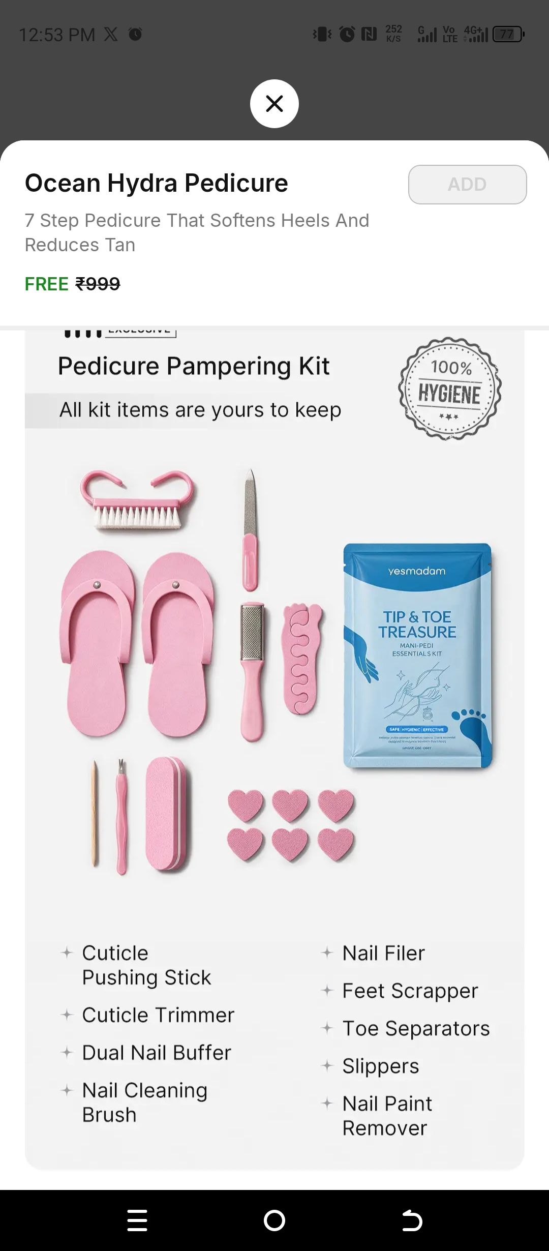 Free pedicure service