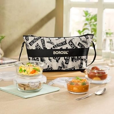 Borosil Nostalgia Daisy Borosilicate Glass Lunchbox | 4 pc Round Container Set [34% Coupon]