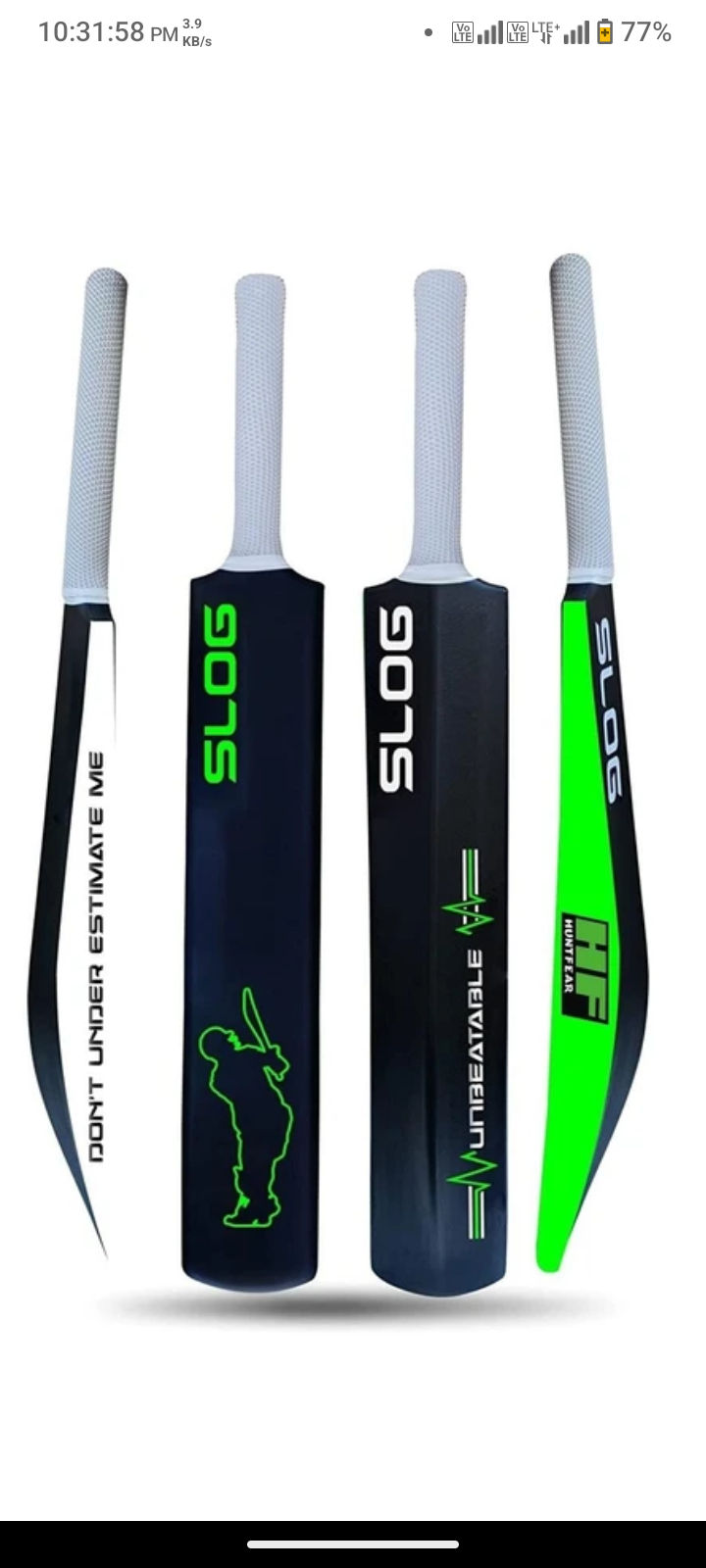 HF THE ORIGINAL Slog Full Size (Ideal for 15+) Hard PLastic For tennis Ball PVC/Plastic Cricket Bat For 15+ Yrs