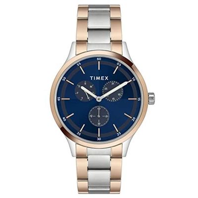 TIMEX Analog Watch for man with Blue Round Dial & Multicolor Stainless Steel Bracelet Band Water Resistant Men's Wrist Watches - TWHG03SMU15