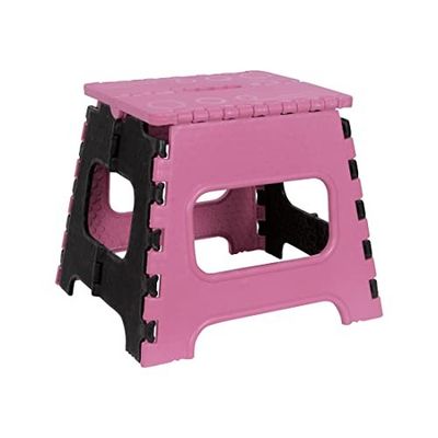 PrettyKrafts 12 Inches Super Strong Folding Step Stool for Adults and Kids, Kitchen Stepping Stools, Garden Step Stool Kitchen Stool -(Pack of 1),Pink