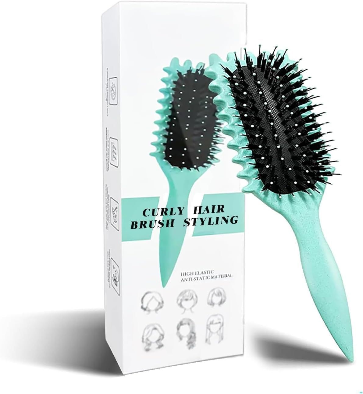 Curly Hair Styling Brush with Soft Bristles, Vented Hair Brush