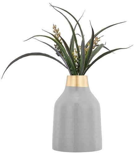 Amazon Brand - Solimo Flower Vase with Rust-Resistant Coating | Stylish and Easy-to-Clean Finish | Compact Design for Modern Décor | Bouquet Vase - Grey