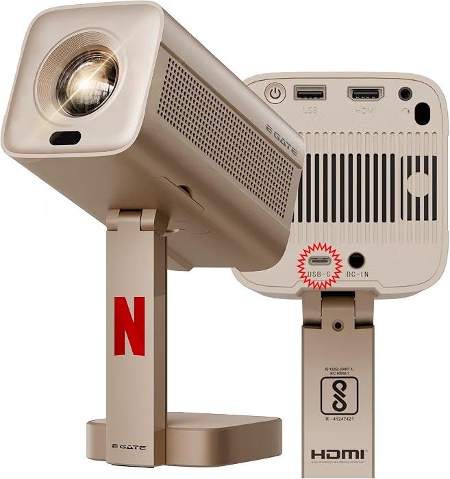 E GATE Atom 7X, C-Type USB, Fully Automatic Projector 4k Ultra HD | Brightest 700 ISO | Native 1080p