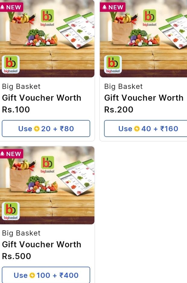 Flipkart supercoins - 20% off Bigbasket gift card using supercoins