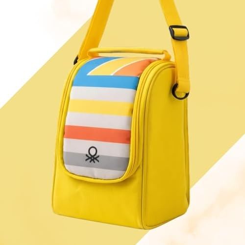 United Colors of Benetton Lunch Bag Insulated Bottle Holder for Office | Insulated lunch bag fits 3 containers with bottle holder, lightweight design and durable handles for daily carry