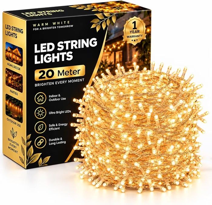 Gesto 20 Meter LED String Lights - Warm White Led Fairy Lights for Decoration Pack of 1