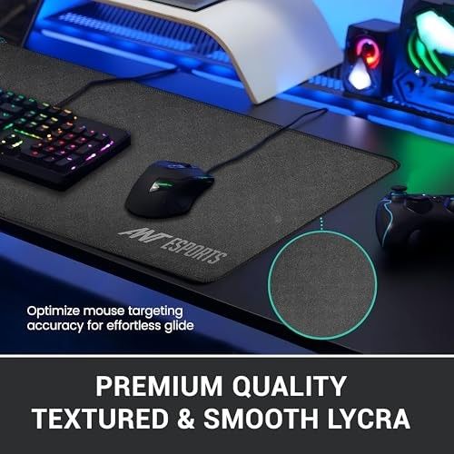Ant Esports MP320S - Speed Gaming Mouse Pad-XL-Extended Large with Stitched Edges, Waterproof Non-Slip Base for Gaming & Office - Black