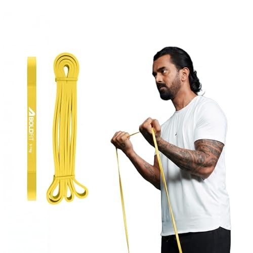 Boldfit Heavy Resistance Band for Workout Set Exercise & Stretching Pull Up Bands for Home Exercise for Gym Men & Women Loop Bands Toning Bands Resistance Band Yellow (3-7 Kg)