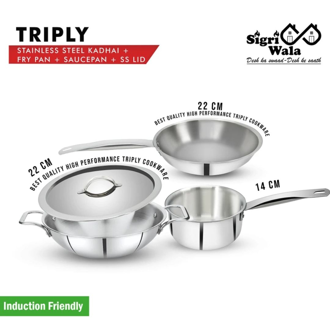 Sigri-wala Visit store Cook Healthy Triply 4pcs Combo (Triply, 4 - Piece)