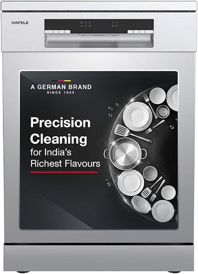 Hafele Aqua Chrome Dishwasher |13 Place Settings |Upto 70 Utensils |Designed for Indian Kitchens