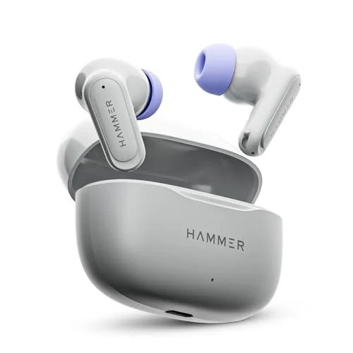 HAMMER Airflow Neo Earbuds with 80H Playtime, 13mm Titanium Driver, 40ms Gaming Mode, Fast Charging Buds(Grey)
