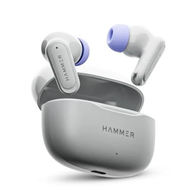 HAMMER Airflow Neo Earbuds with 80H Playtime, 13mm Titanium Driver, 40ms Gaming Mode, Fast Charging Buds(Grey)